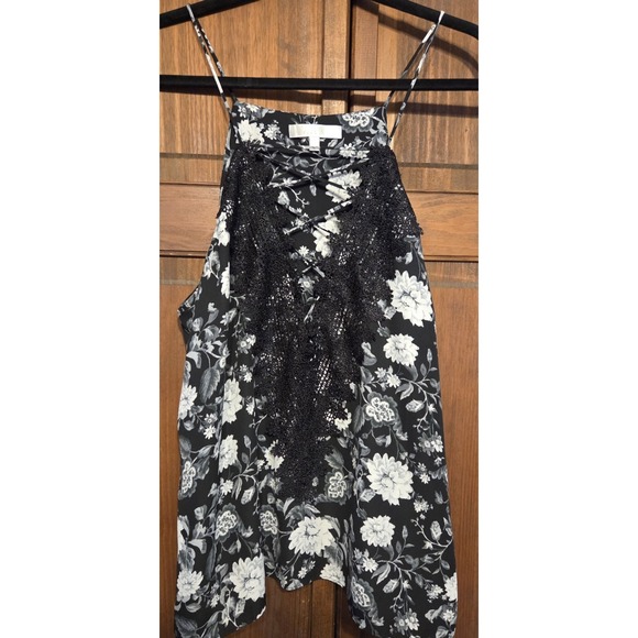Wayf Tops - WAYF Posie Floral Flowy Strappy Camisole Floral Black/Purple xxL Boho Fairy